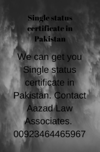 Single status certificate in Pakistan